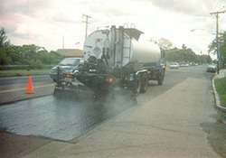 Paving over the fabric.