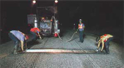 The initial stage of reinforcing fabric.